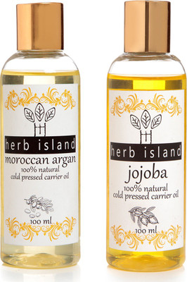 

herb Island Cold Pressed Argan and Jojoba oil combo set of 2 Hair Oil(200 g)