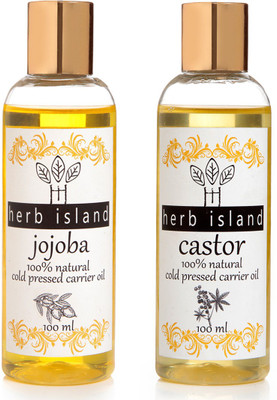 

herb Island Cold Pressed Jojoba and Castor oil combo set of 2 Hair Oil(200 g)