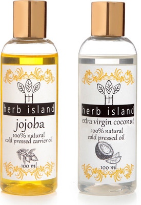 

herb Island Cold Pressed Jojoba and Coconut oil combo set of 2 Hair Oil(200 g)