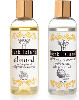 

herb Island Cold Pressed Almond and coconut oil combo set of 2 Hair Oil(200 g)