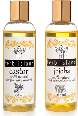 

herb Island Cold Pressed Castor and Jojoba oil combo set of 2 Hair Oil(200 g)