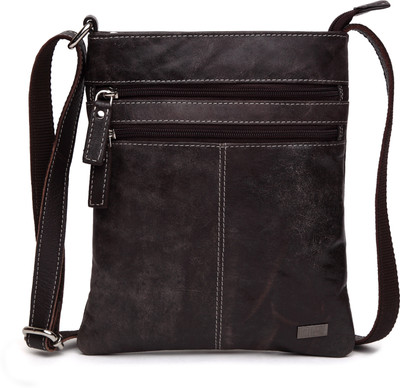 

U+N Women Casual Brown Genuine Leather Sling Bag