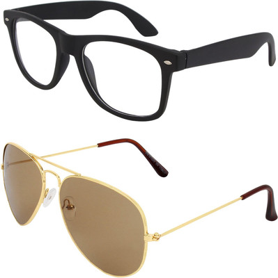 

Forty Hands Aviator, Wayfarer Sunglasses(Brown