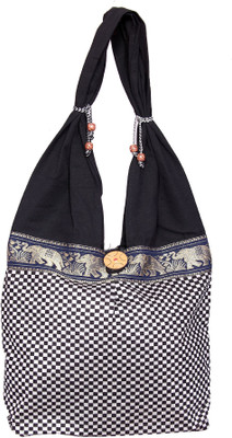 

ZAISHA ZAISHA BLACK ETHNIC COTTON HANDBAG Shoulder Bag(Black, 12 inch)