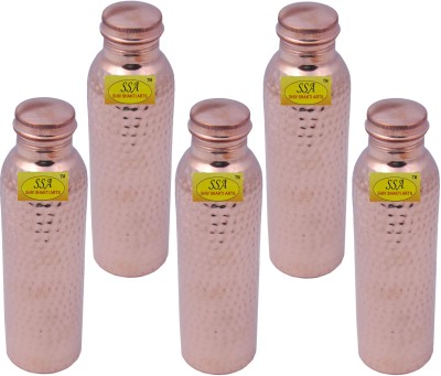 Shivshakti Arts Set Of 5 Q7 Hammered Designed With Lid 850 ml Bottle(Pack of 5, Brown, Copper)
