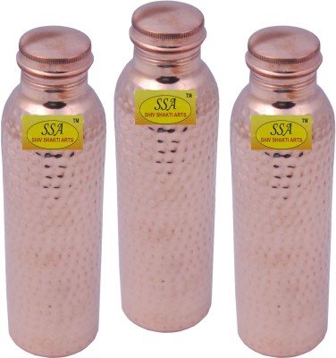 Shivshakti Arts Set Of 3 Q7 Hammered Designed With Lid 850 ml Bottle(Pack of 3, Brown, Copper)