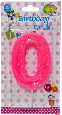 

Funcart Numerical Zero Shape Glitter Pink Color Candle Candle(Pink, Pack of 1)