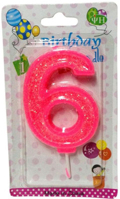 

Funcart Numerical Six Shape Glitter Pink Color Candle Candle(Pink, Pack of 1)