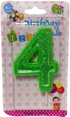 

Funcart Numerical Four Shape Glitter Green Color Candle Candle(Green, Pack of 1)
