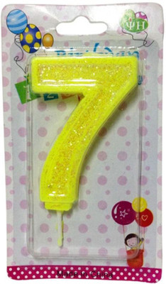 

Funcart Numerical Seven Shape Glitter Yellow Color Candle Candle(Yellow, Pack of 1)