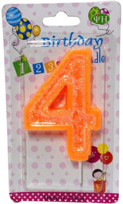 

Funcart Numerical Four Shape Glitter Orange Color Candle Candle(Orange, Pack of 1)