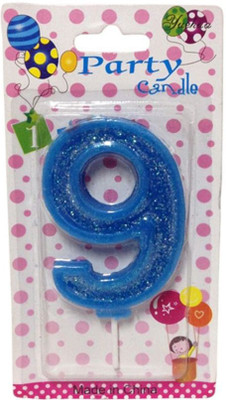

Funcart Numerical Nine Shape Glitter Blue Color Candle Candle(Blue, Pack of 1)