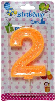 

Funcart Numerical Tow Shape Glitter Orange Color Candle Candle(Orange, Pack of 1)