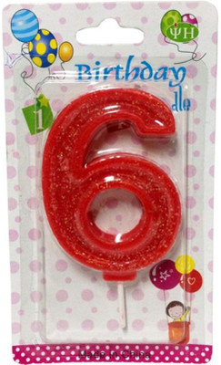 

Funcart Numerical Six Shape Glitter Red Color Candle Candle(Red, Pack of 1)