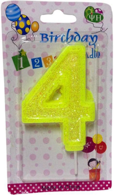 

Funcart Numerical Four Shape Glitter Yellow Color Candle Candle(Yellow, Pack of 1)