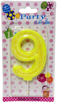

Funcart Numerical Nine Shape Glitter Yellow Color Candle Candle(Yellow, Pack of 1)