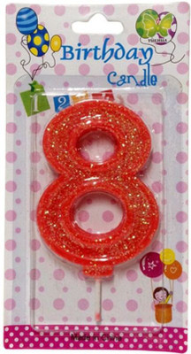 

Funcart Numerical Eight Shape Glitter Red Color Candle Candle(Red, Pack of 1)