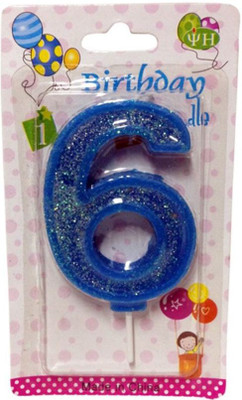 

Funcart Numerical Six Shape Glitter Blue Color Candle Candle(Blue, Pack of 1)