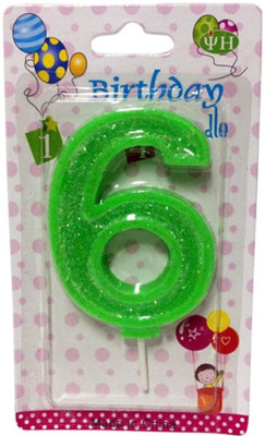 

Funcart Numerical Six Shape Glitter Green Color Candle Candle(Green, Pack of 1)
