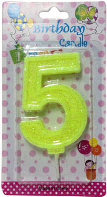 

Funcart Numerical Five Shape Glitter Parrot color Candle Candle(Green, Pack of 1)