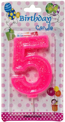 

Funcart Numerical Five Shape Glitter Pink Color Candle Candle(Pink, Pack of 1)