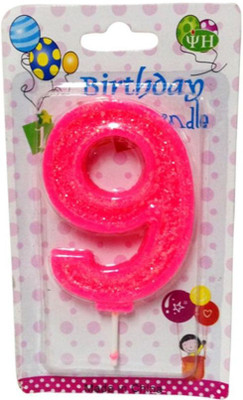 

Funcart Numerical Nine Shape Glitter Pink Color Candle Candle(Pink, Pack of 1)