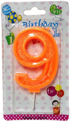 

Funcart Numerical Nine Shape Glitter Orange Color Candle Candle(Orange, Pack of 1)