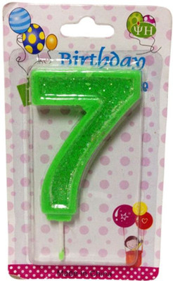 

Funcart Numerical Seven Shape Glitter Green Color Candle Candle(Green, Pack of 1)