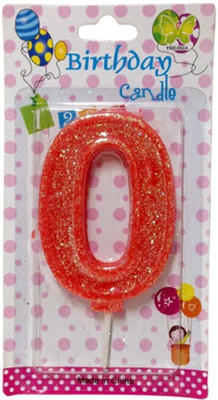 

Funcart Numerical Zero Shape Glitter Red Color Candle Candle(Red, Pack of 1)