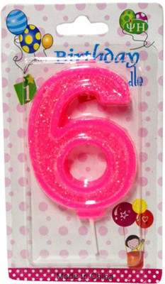 

Funcart Numerical Six Shape Glitter Pink Color Candle Candle(Pink, Pack of 1)