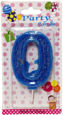 

Funcart Numerical Zero Shape Glitter Blue color Candle Candle(Blue, Pack of 1)