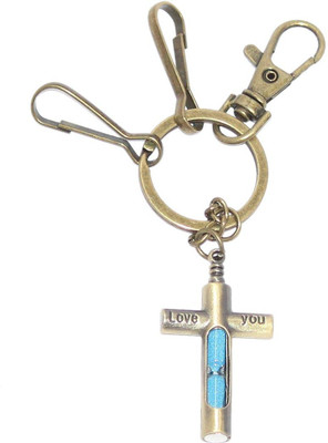 

Aura Imported Metal Cross Love You Sandtimer Key Chain