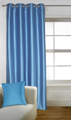 

Lushomes 228 cm (7 ft) Polyester Door Curtain Single Curtain(Solid, Blue)