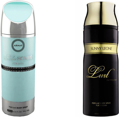 

Armaf BLUE HOMME::LUST WOMEN Deodorant Spray - For Men & Women(400 ml, Pack of 2)