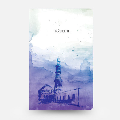 

inkFlap A5 Journal(FlapBook Thin Premium Plain Notebook - I Love Delhi_02 (Qutub Minar), Multihued)