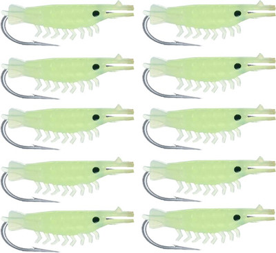 

Hunting Hobby Rubber Night Fishing Shrimp, Soft Prawn Lure, Flourescent Green Soft Bait Fishing Lure(Pack of 10 Size 5)