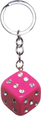 

Oyedeal Stone Studded Dice Key Chain(Pink)