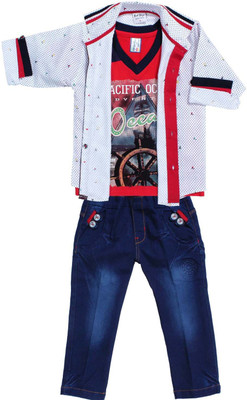 

Bad Boys Boys Casual Shirt T-shirt, Pant(Multicolor, Red