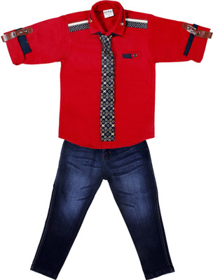 

Bad Boys Boys Casual Shirt Pant(Multicolor, Red