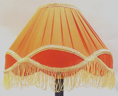 

RDC 10" Round Orange with Golden Border with Frills - B22 Holder Ring Size Table Lamps Lamp Shade(Cotton)