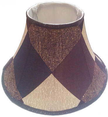

RDC 12" Round Slanting Brown Checks Designer with Lace Border - B22 Holder Ring Size Table Lamps Lamp Shade(Cotton)