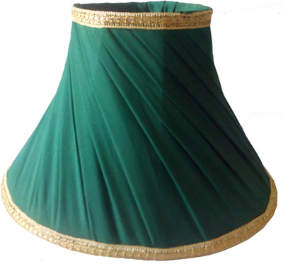 

RDC 12" Round Slanting Pleated Green with Golden Border - B22 Holder Ring Size Table Lamps Lamp Shade(Cotton)