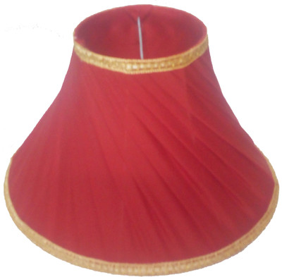 

RDC 12" Round Slanting Pleated Red with Golden Border - B22 Holder Ring Size Table Lamps Lamp Shade(Cotton)