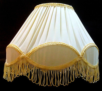 

RDC 12" Round Cream with Golden Border with Frills - B22 Holder Ring Size Table Lamps Lamp Shade(Cotton)