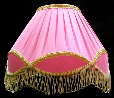 

RDC 12" Round Pink with Golden Border with Frills - B22 Holder Ring Size Table Lamps Lamp Shade(Cotton)
