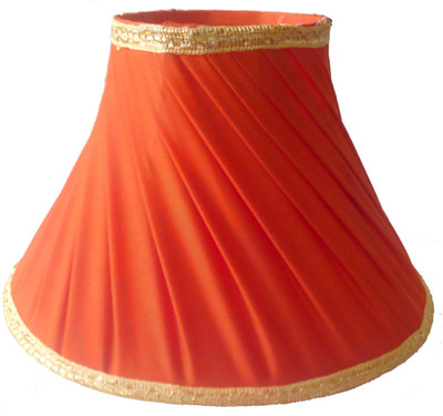 

RDC 12" Round Slanting Pleated Orange with Golden Border - B22 Holder Ring Size Table Lamps Lamp Shade(Cotton)