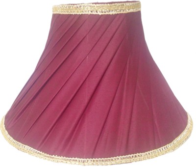 

RDC 12" Round Slanting Pleated Maroon with Golden Border - B22 Holder Ring Size Table Lamps Lamp Shade(Cotton)