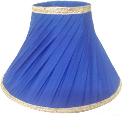 

RDC 12" Round Slanting Pleated Blue with Golden Border - B22 Holder Ring Size Table Lamps Lamp Shade(Cotton)