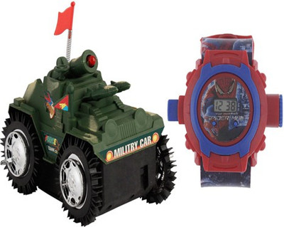 

Aquaras Projector Digital Watch and Military tank pack of 2(Multicolor)
