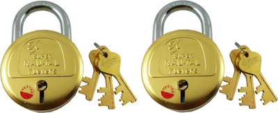 DOCOSS Set Of 2 -Koyo Series Brass 7 Levers 3 Keys Nau-tal 65 mm Door Shutter Padlock Quality & Hardened Lock(Gold) Flipkart